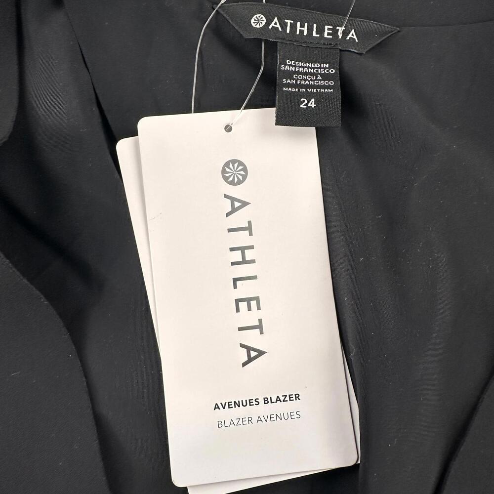 Athleta Avenue Blazer Womens 24 Black Formal Buisness Casual Roll Sleeve NWT - Picture 3 of 6